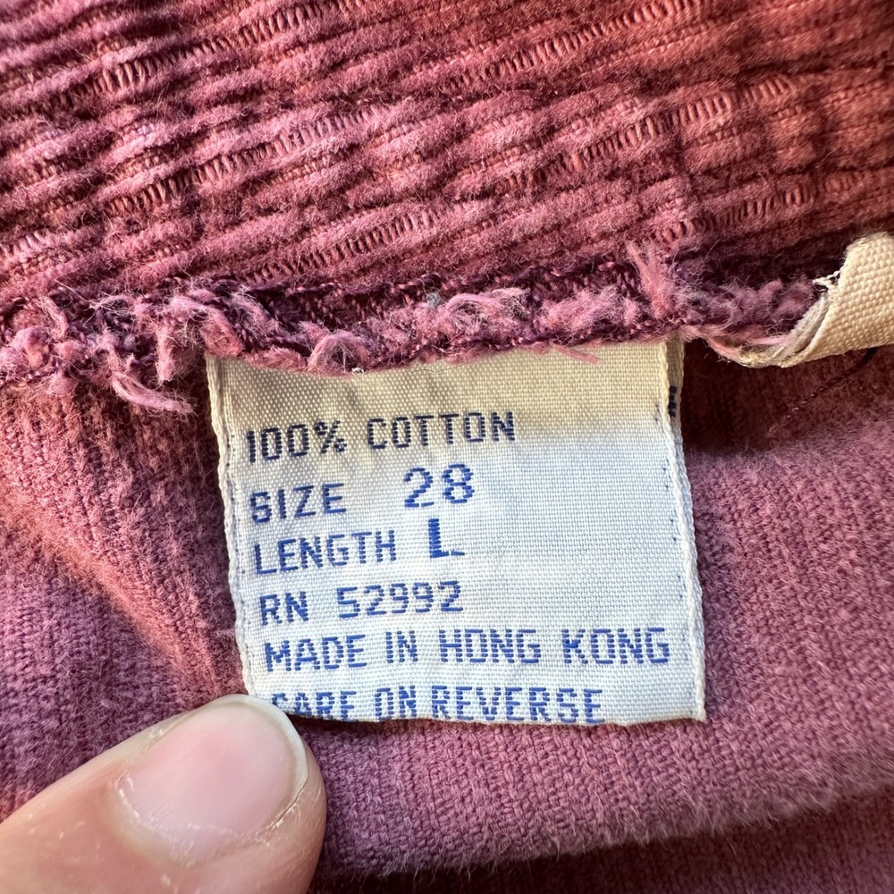 Vintage Jordache Burgundy Corduroy High Waisted Pants Size 28 Cotton 90s Retro - Picture 10 of 10